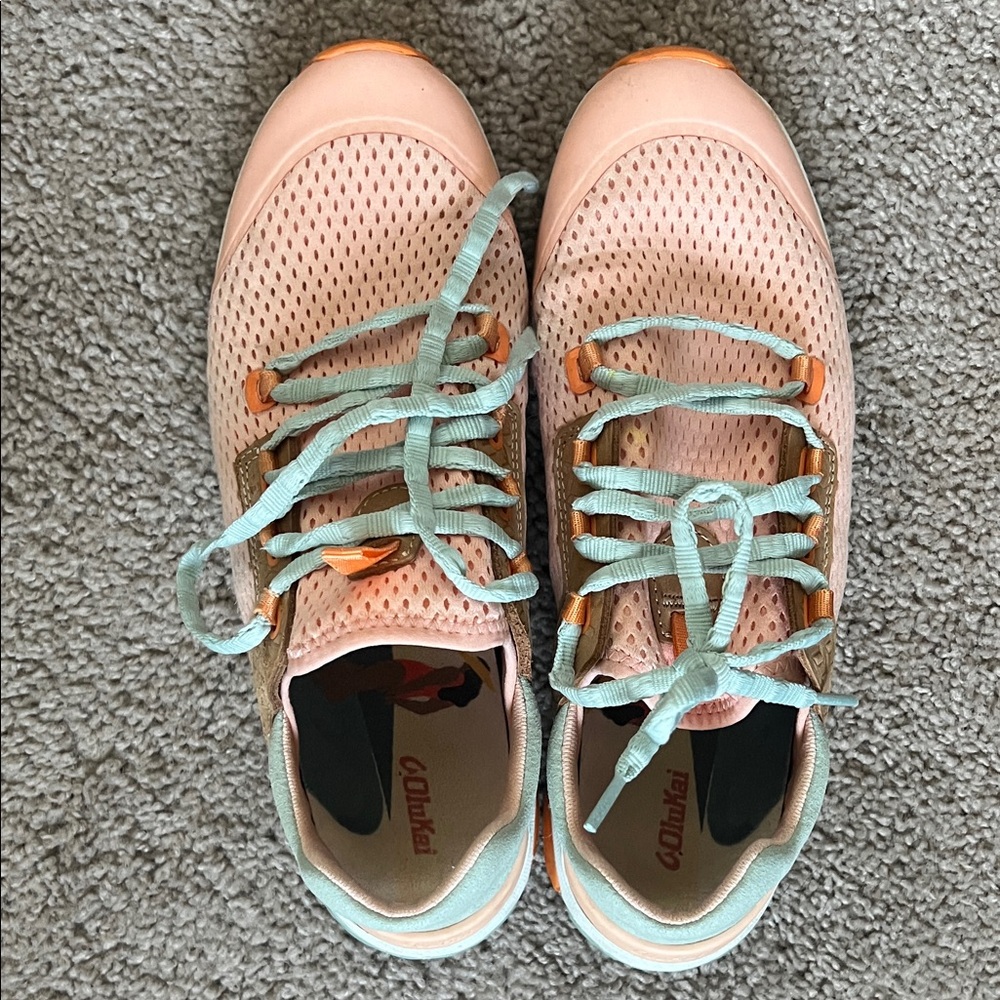 OluKai Women’s Pink and Teal Sneakers Shoes Size 10